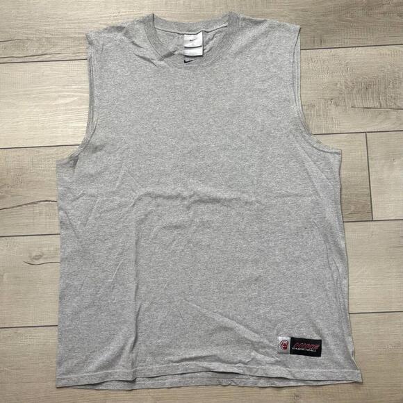 Vintage Nike Muscle Tank Gray Sleeveless Solo Swoosh USA Made Men sz L Y2K skate - Picture 2 of 7